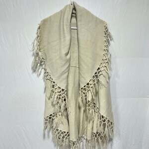 Tan Fringe Sweater Vest By Look boho hippie chic